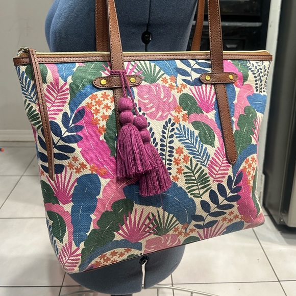 Fossil Handbags - Fóssil Floral Sholder Large bag/ Tote  / Greem/ Blue/ pink